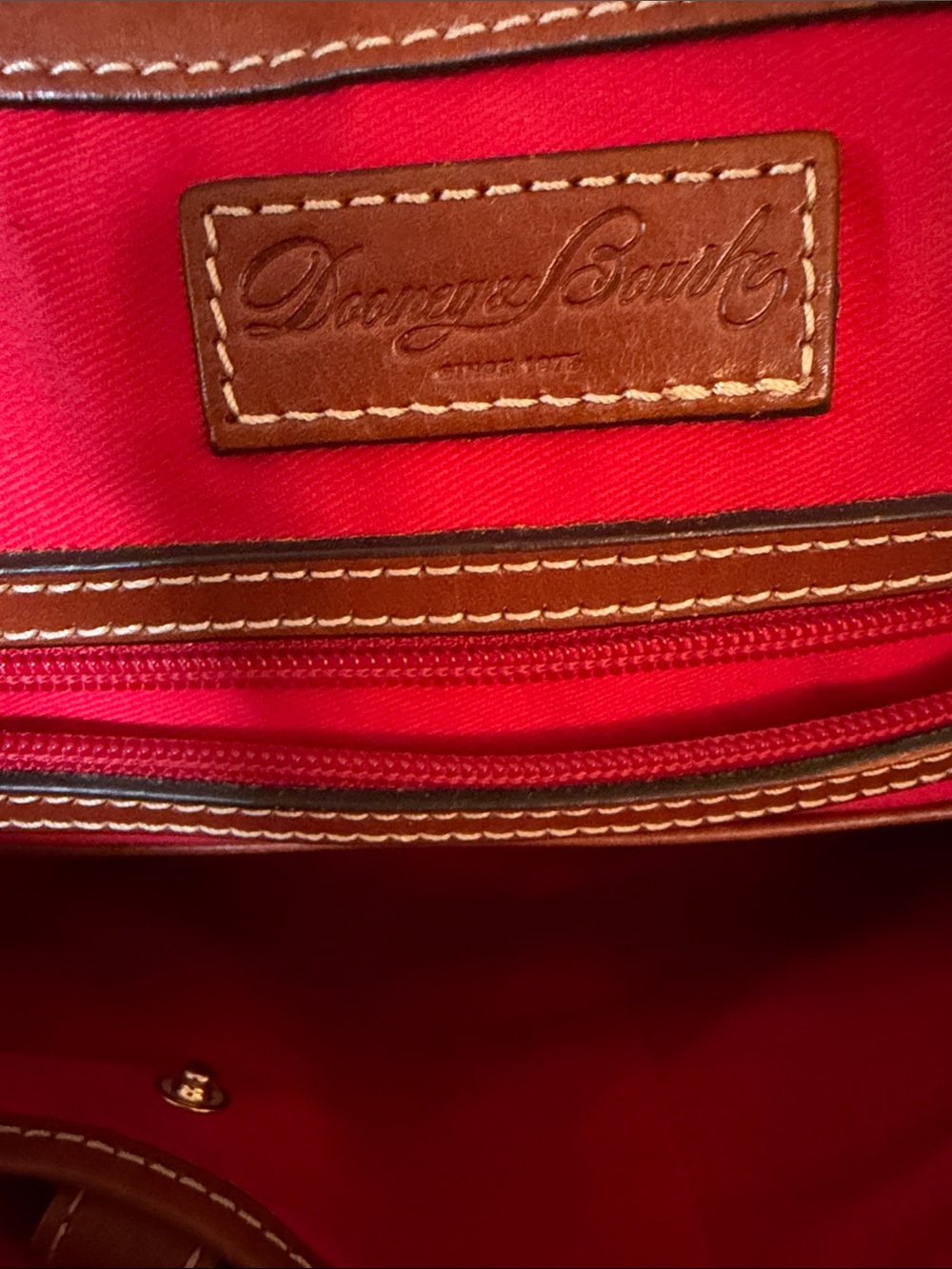 Dooney & Bourke Aqua Pebble Leather Satchel with Brown Trim and Handles - Picture 9 of 13